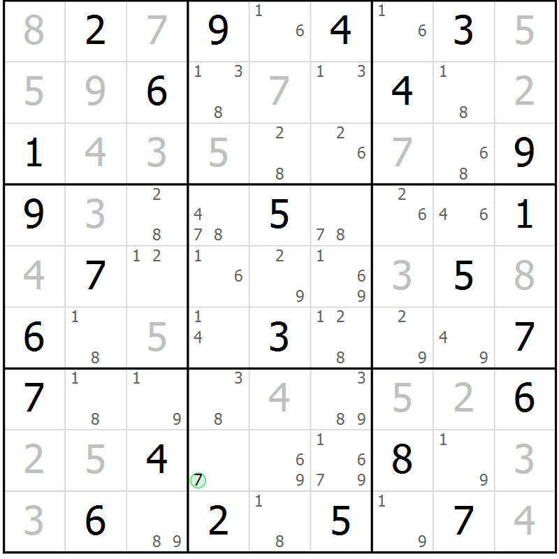 Position des candidats pour la solution de la Gr 63 page 66 du magazine de sudoku Suprême n° 034