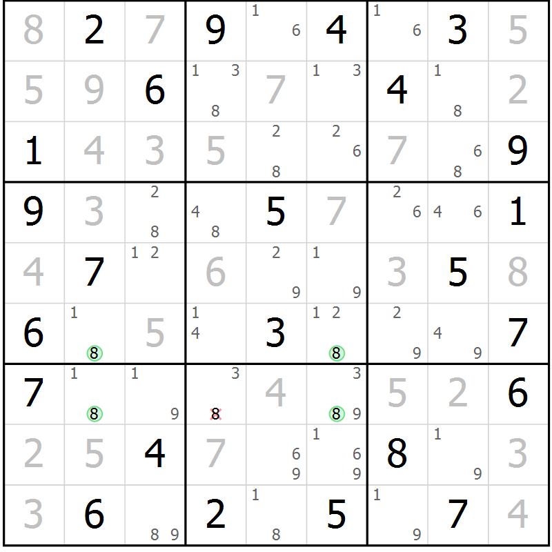 Position des candidats pour la solution de la Gr 63 page 66 du magazine de sudoku Suprême n° 034