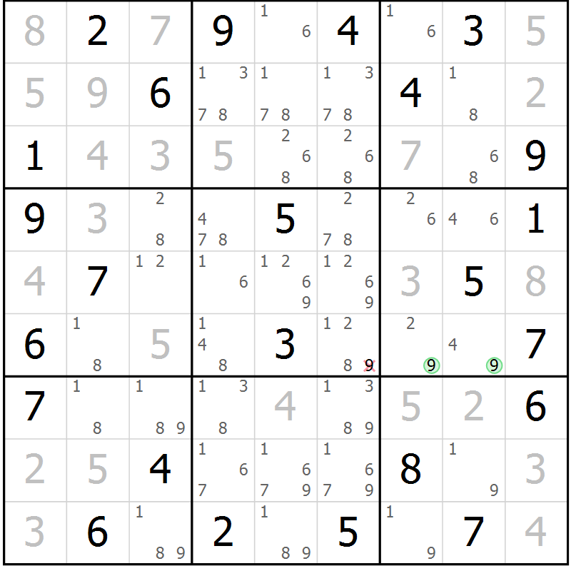 Position des candidats pour la solution de la Gr 63 page 66 du magazine de sudoku Suprême n° 034