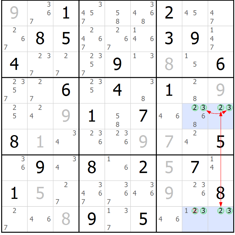 Position des candidats pour la solution de la Gr 67 page 70 du magazine de sudoku Suprême n° 034