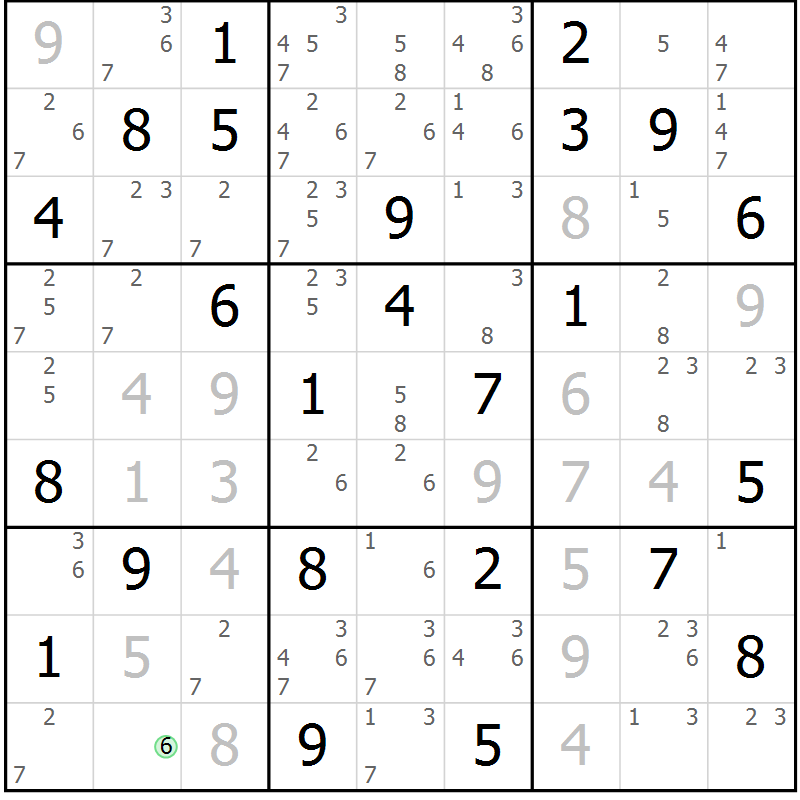 Position des candidats pour la solution de la Gr 67 page 70 du magazine de sudoku Suprême n° 034