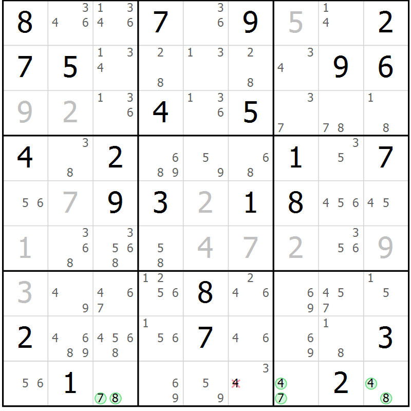Position des candidats pour la solution de la Gr 68 page 71 du magazine de sudoku Suprême n° 034