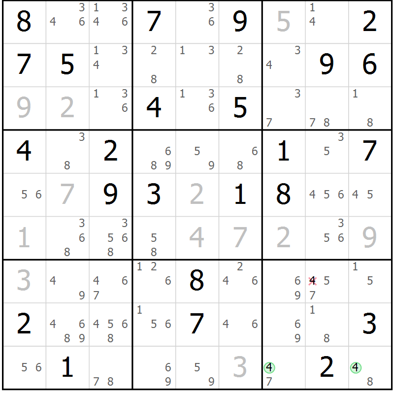 Position des candidats pour la solution de la Gr 68 page 71 du magazine de sudoku Suprême n° 034