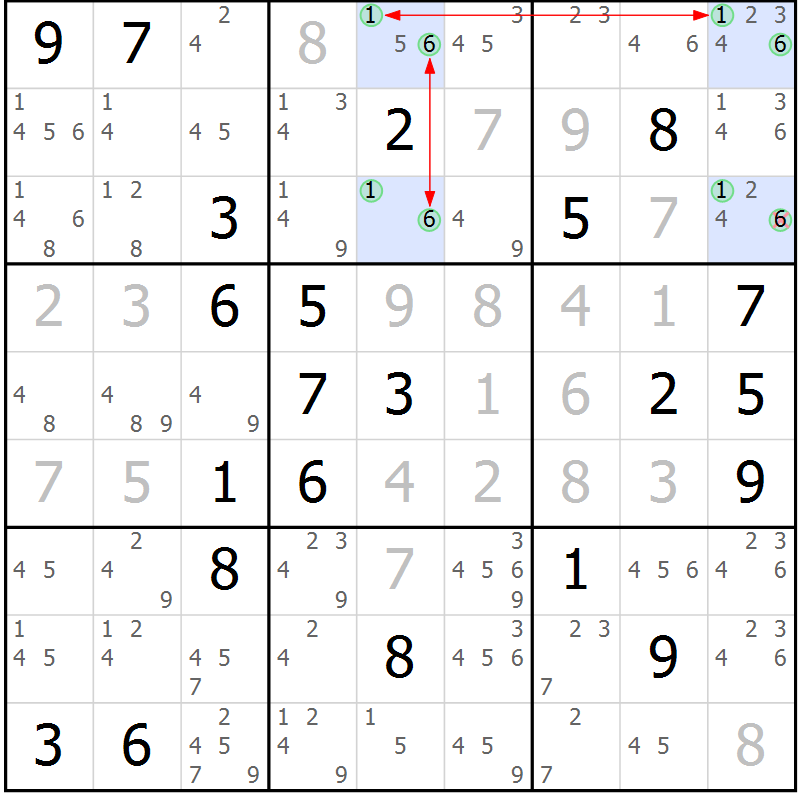 Position des candidats pour la solution de la Gr 7 page 10 du magazine de sudoku Suprême n° 034