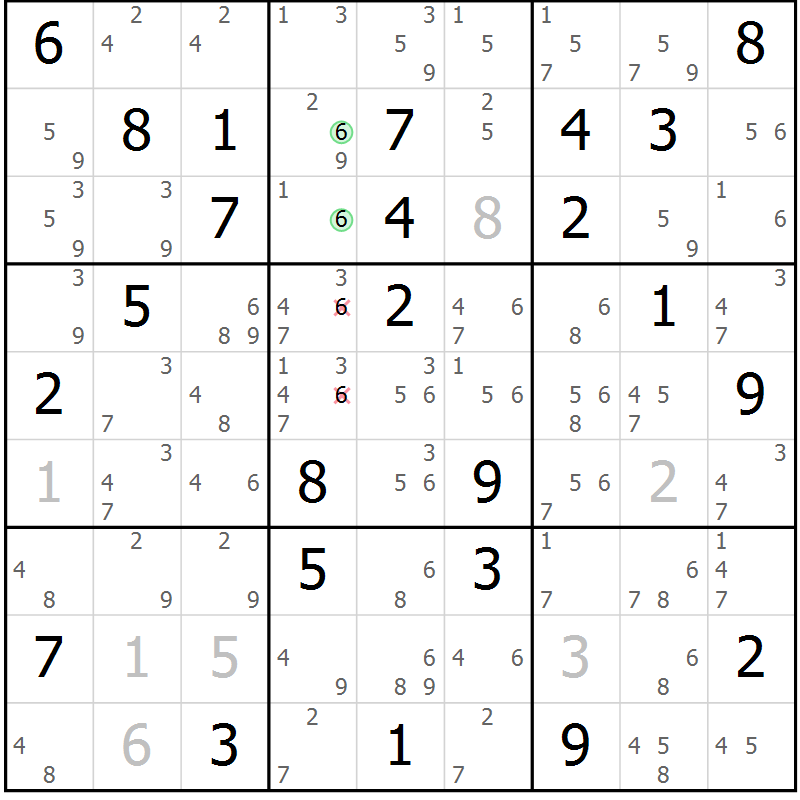 Position des candidats pour la solution de la Gr 70 page 73 du magazine de sudoku Suprême n° 034