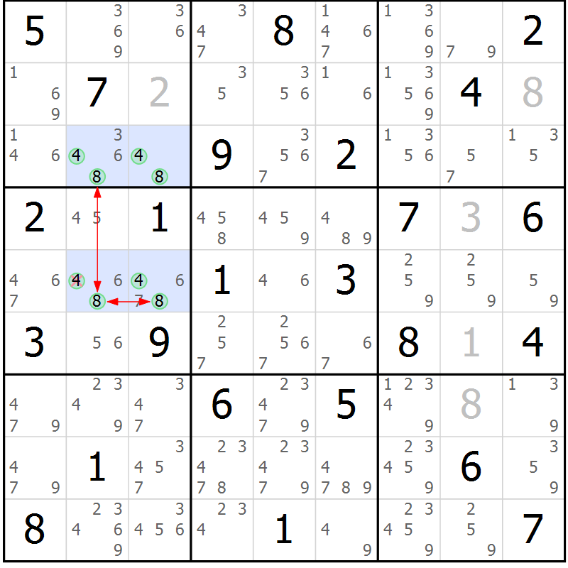 Position des candidats pour la solution de la Gr 71 page 74 du magazine de sudoku Suprême n° 034