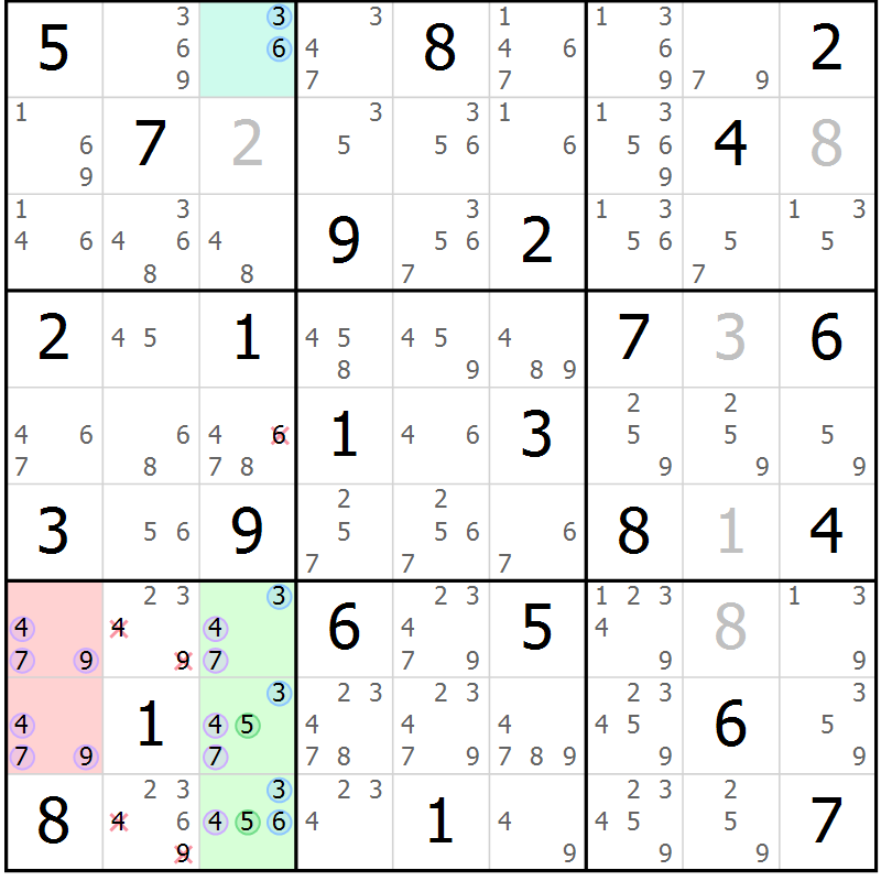 Position des candidats pour la solution de la Gr 71 page 74 du magazine de sudoku Suprême n° 034