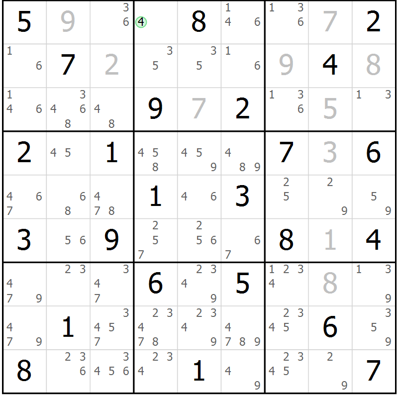 Position des candidats pour la solution de la Gr 71 page 74 du magazine de sudoku Suprême n° 034