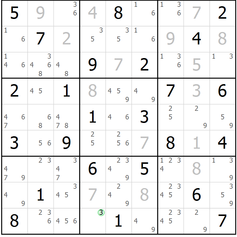 Position des candidats pour la solution de la Gr 71 page 74 du magazine de sudoku Suprême n° 034