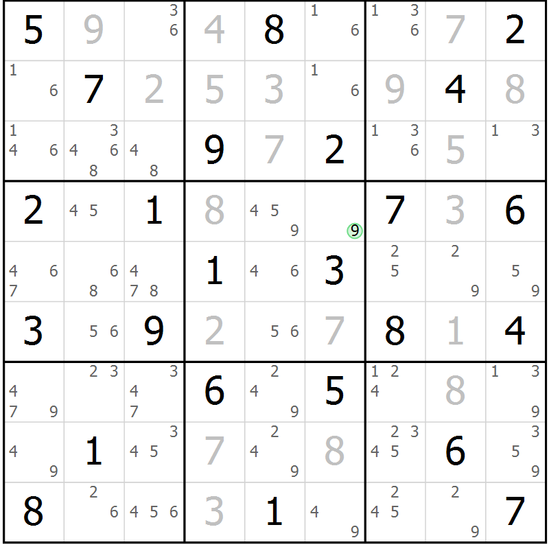 Position des candidats pour la solution de la Gr 71 page 74 du magazine de sudoku Suprême n° 034