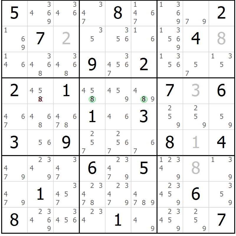 Position des candidats pour la solution de la Gr 71 page 74 du magazine de sudoku Suprême n° 034