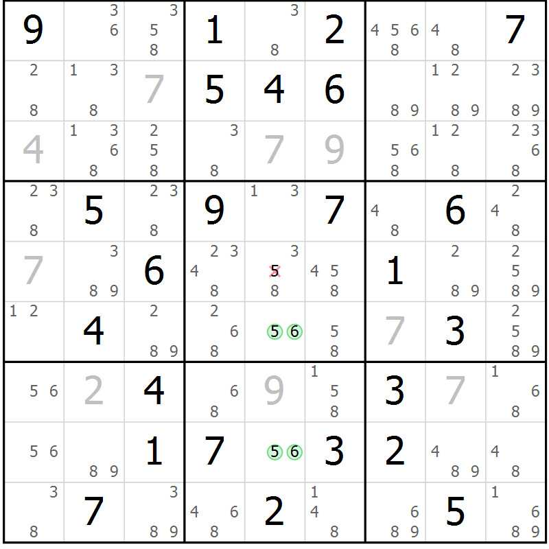 Position des candidats pour la solution de la Gr 73 page 76 du magazine de sudoku Suprême n° 034