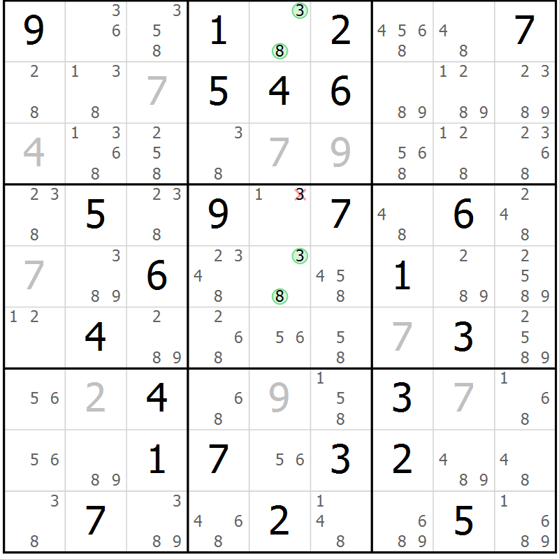 Position des candidats pour la solution de la Gr 73 page 76 du magazine de sudoku Suprême n° 034