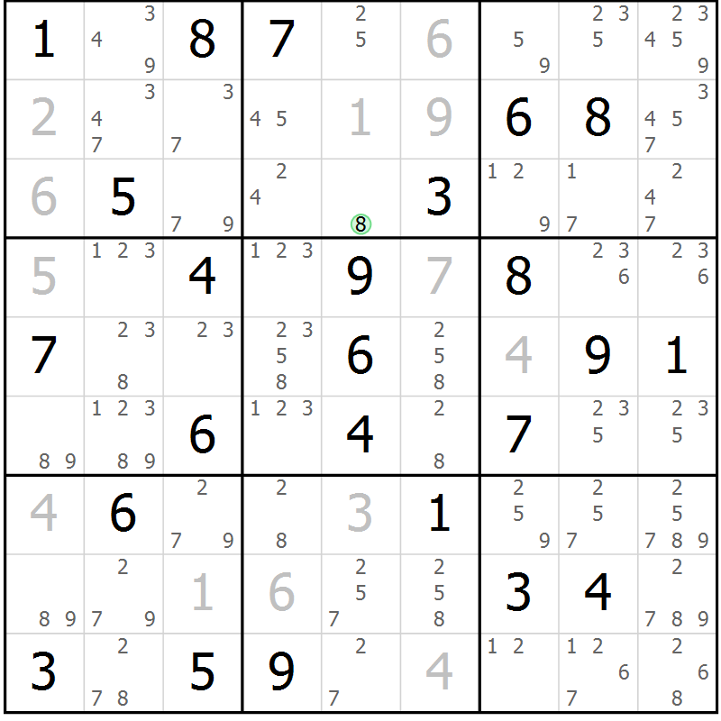 Position des candidats pour la solution de la Gr 74 page 77 du magazine de sudoku Suprême n° 034