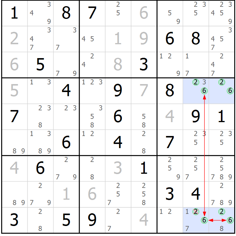 Position des candidats pour la solution de la Gr 74 page 77 du magazine de sudoku Suprême n° 034