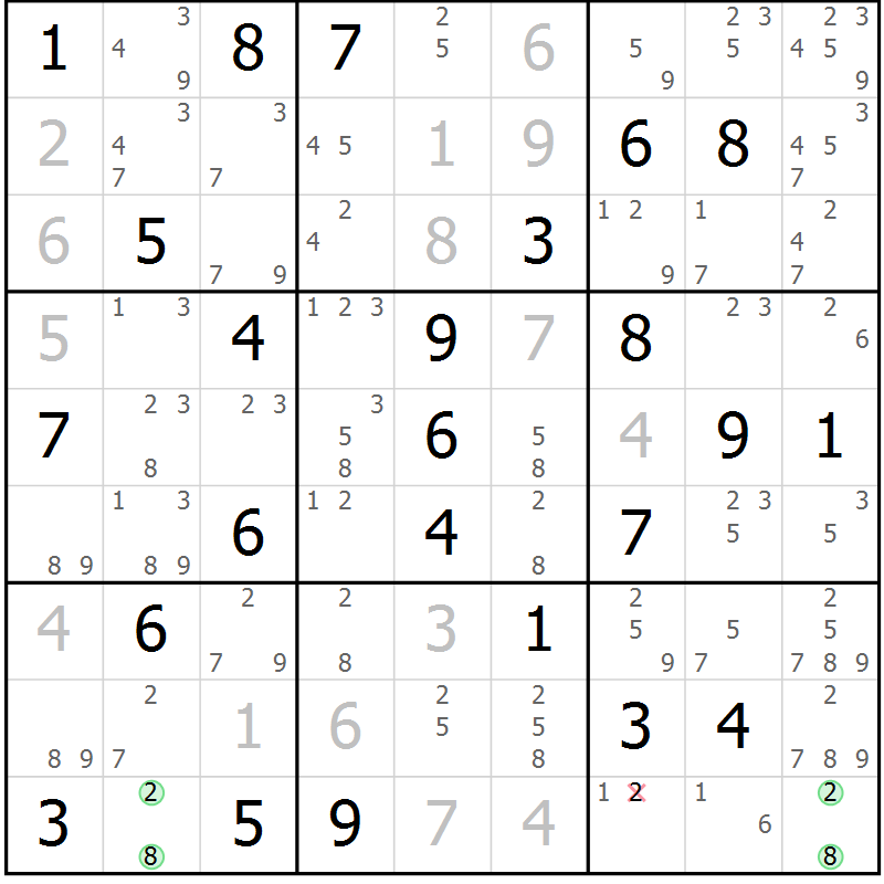 Position des candidats pour la solution de la Gr 74 page 77 du magazine de sudoku Suprême n° 034