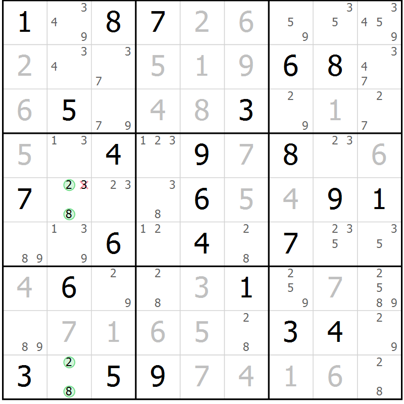 Position des candidats pour la solution de la Gr 74 page 77 du magazine de sudoku Suprême n° 034