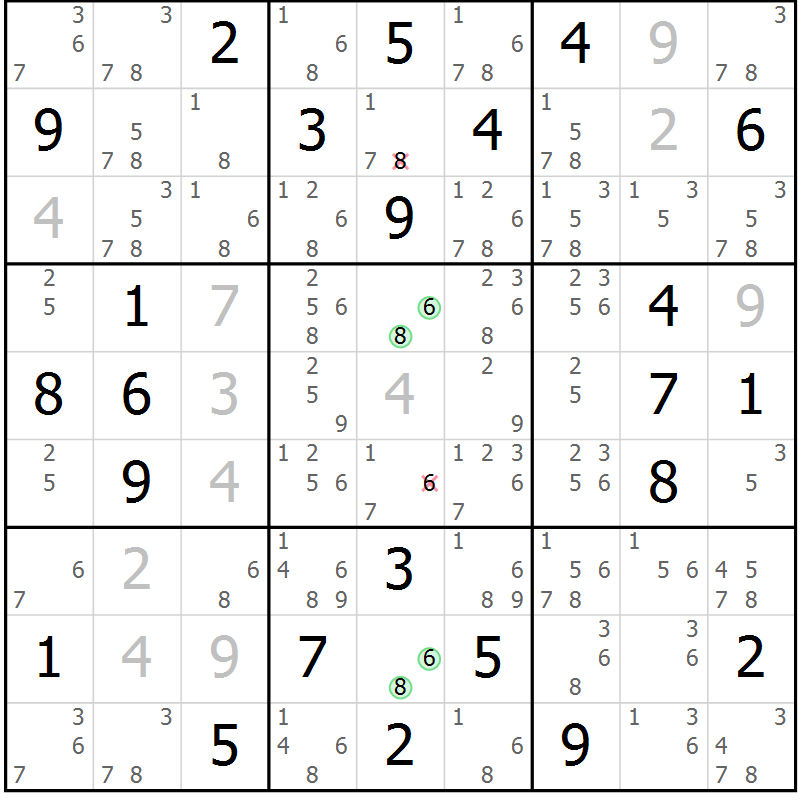 Position des candidats pour la solution de la Gr 75 page 78 du magazine de sudoku Suprême n° 034