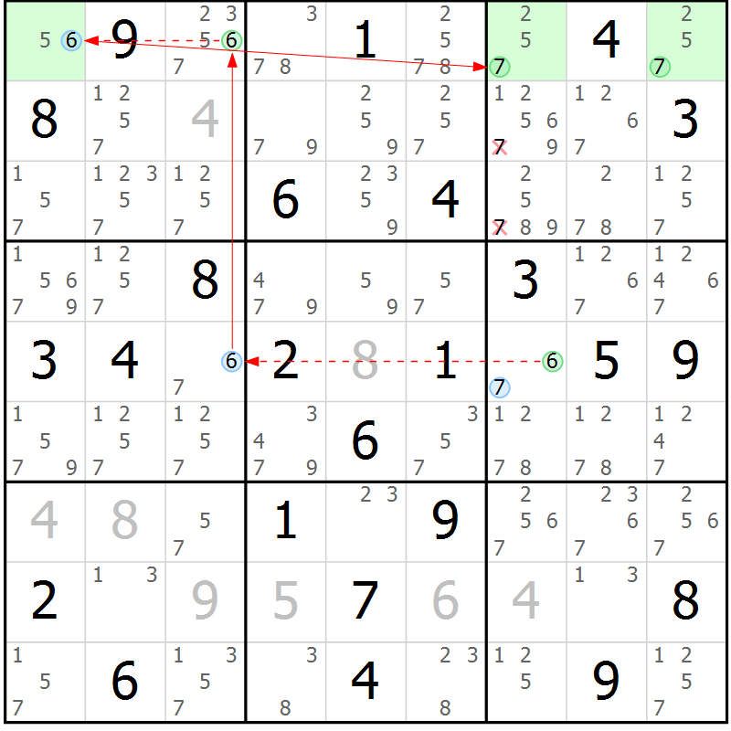 Position des candidats pour la solution de la Gr 76 page 79 du magazine de sudoku Suprême n° 034