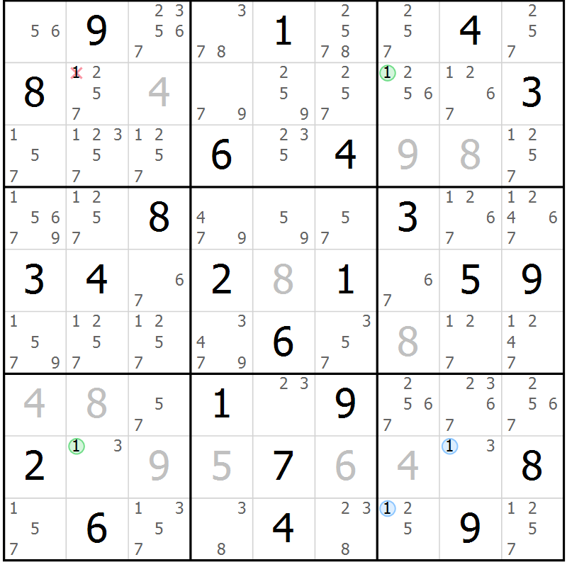 Position des candidats pour la solution de la Gr 76 page 79 du magazine de sudoku Suprême n° 034