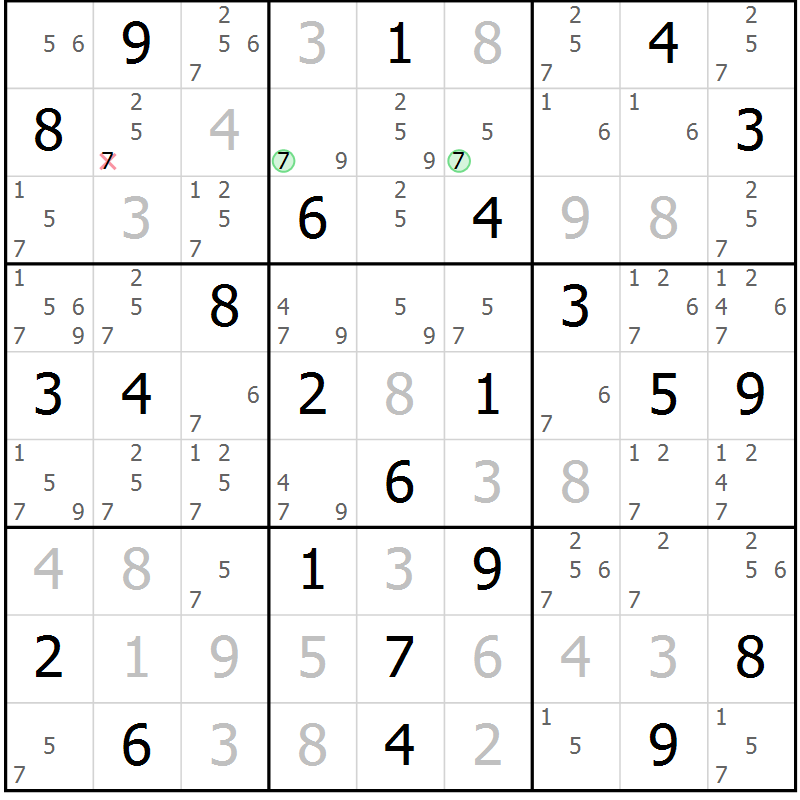 Position des candidats pour la solution de la Gr 76 page 79 du magazine de sudoku Suprême n° 034