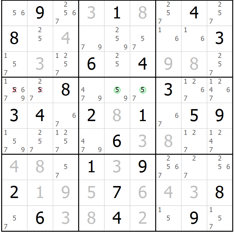 Position des candidats pour la solution de la Gr 76 page 79 du magazine de sudoku Suprême n° 034