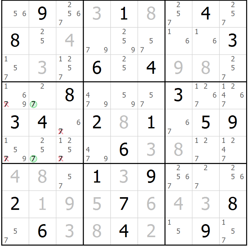 Position des candidats pour la solution de la Gr 76 page 79 du magazine de sudoku Suprême n° 034