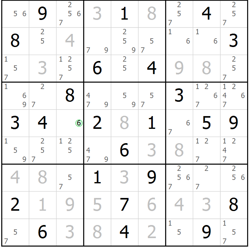 Position des candidats pour la solution de la Gr 76 page 79 du magazine de sudoku Suprême n° 034