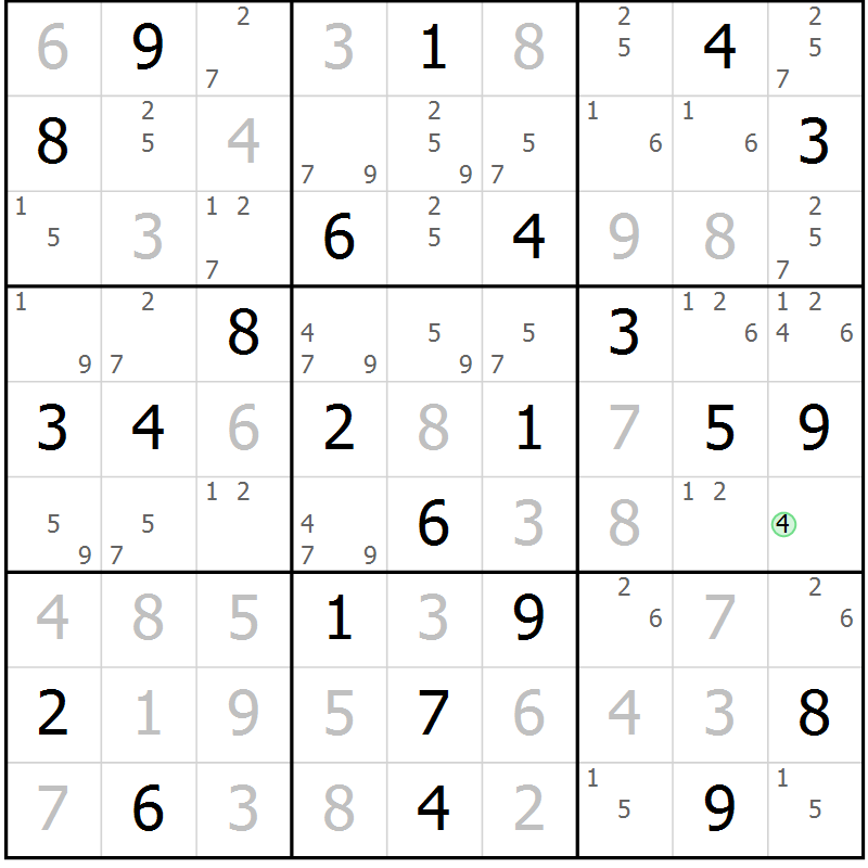 Position des candidats pour la solution de la Gr 76 page 79 du magazine de sudoku Suprême n° 034