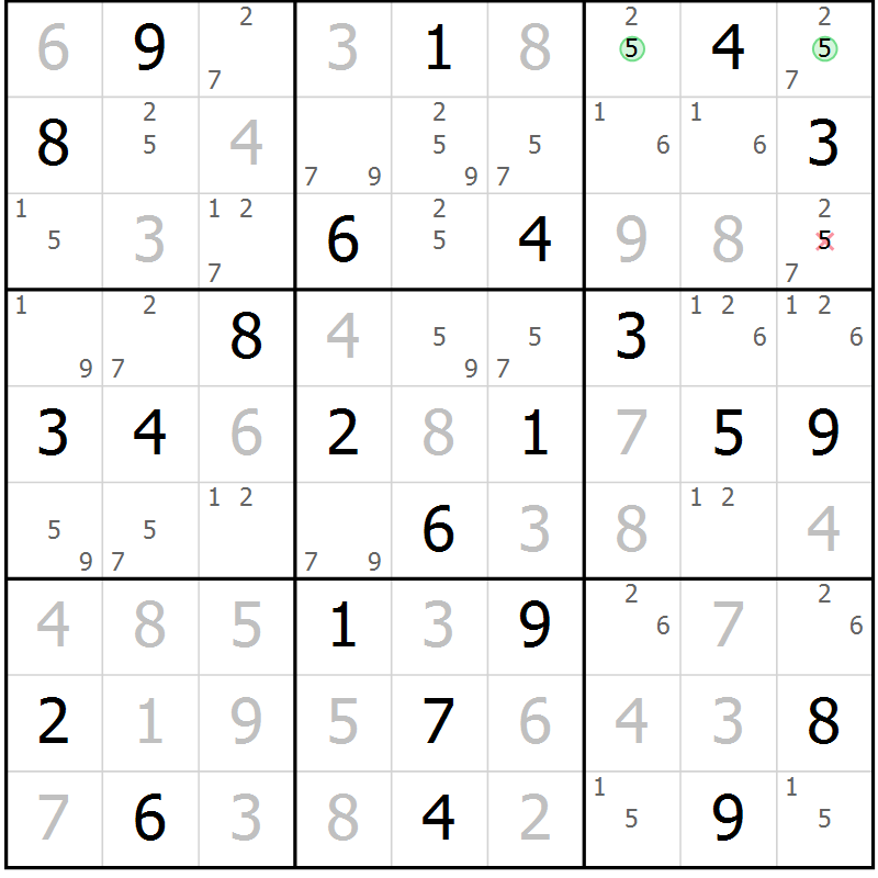 Position des candidats pour la solution de la Gr 76 page 79 du magazine de sudoku Suprême n° 034