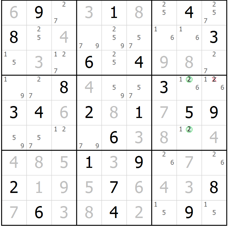 Position des candidats pour la solution de la Gr 76 page 79 du magazine de sudoku Suprême n° 034
