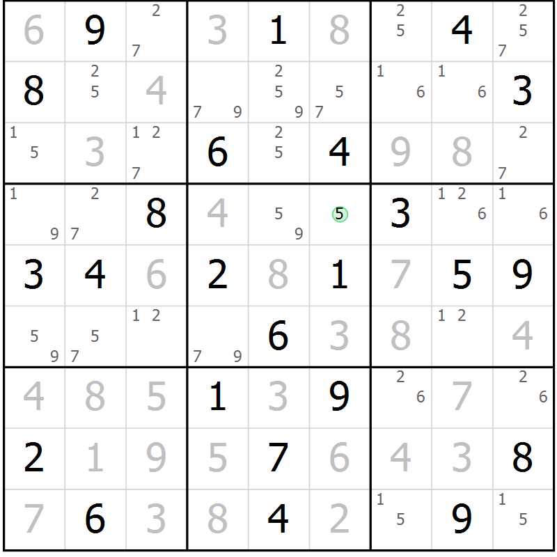 Position des candidats pour la solution de la Gr 76 page 79 du magazine de sudoku Suprême n° 034