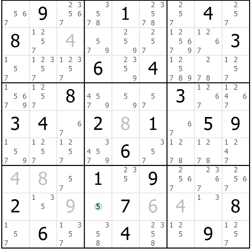 Position des candidats pour la solution de la Gr 76 page 79 du magazine de sudoku Suprême n° 034