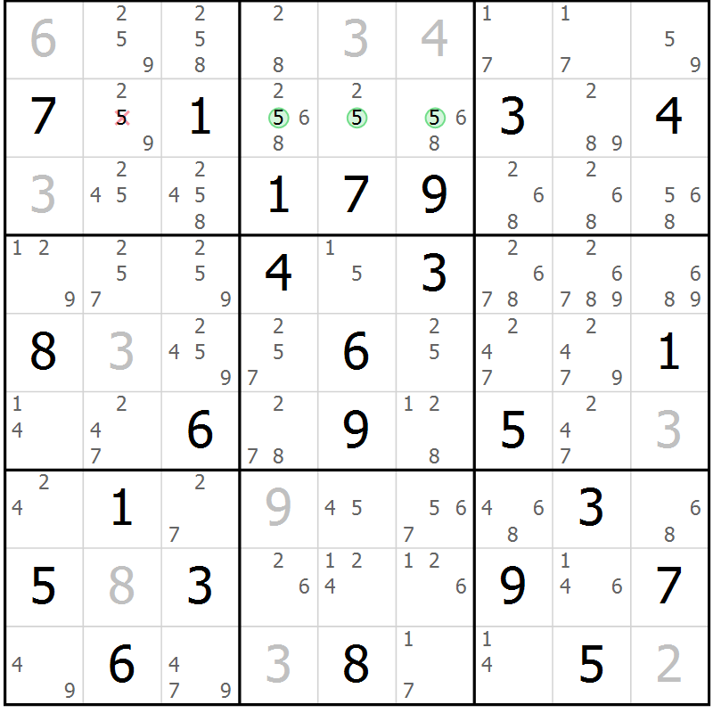 Position des candidats pour la solution de la Gr 79 page 82 du magazine de sudoku Suprême n° 034