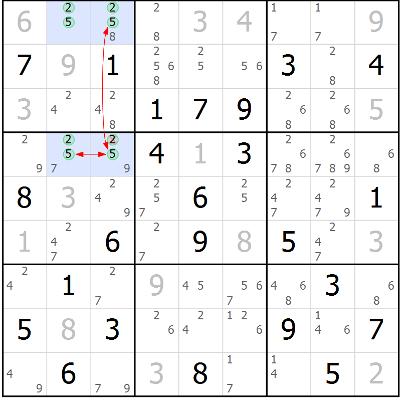 Position des candidats pour la solution de la Gr 79 page 82 du magazine de sudoku Suprême n° 034