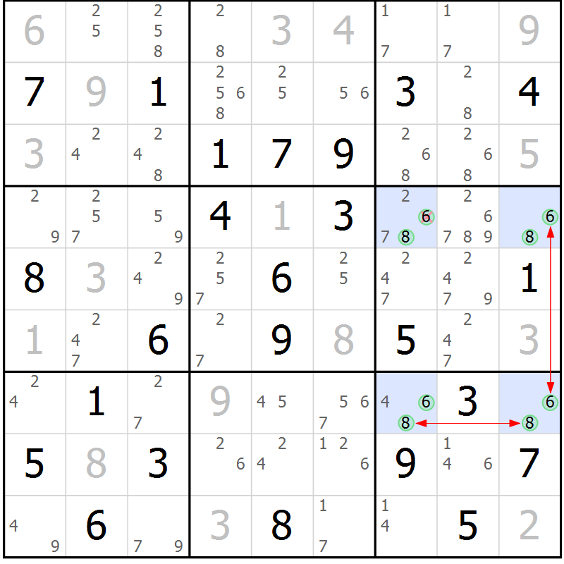 Position des candidats pour la solution de la Gr 79 page 82 du magazine de sudoku Suprême n° 034