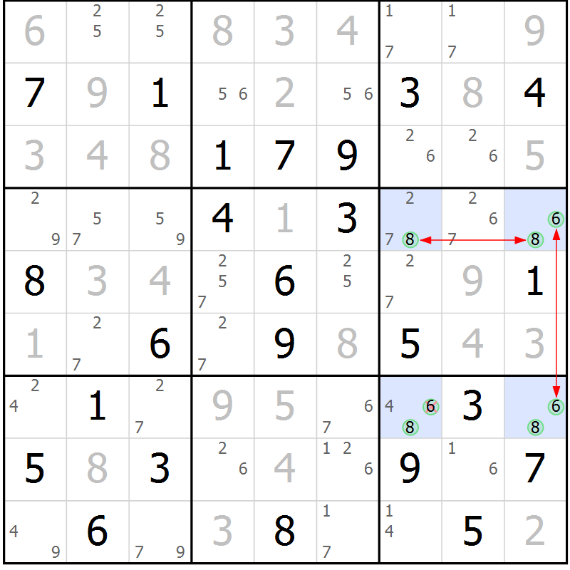 Position des candidats pour la solution de la Gr 79 page 82 du magazine de sudoku Suprême n° 034