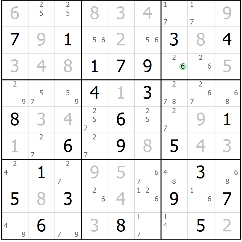 Position des candidats pour la solution de la Gr 79 page 82 du magazine de sudoku Suprême n° 034
