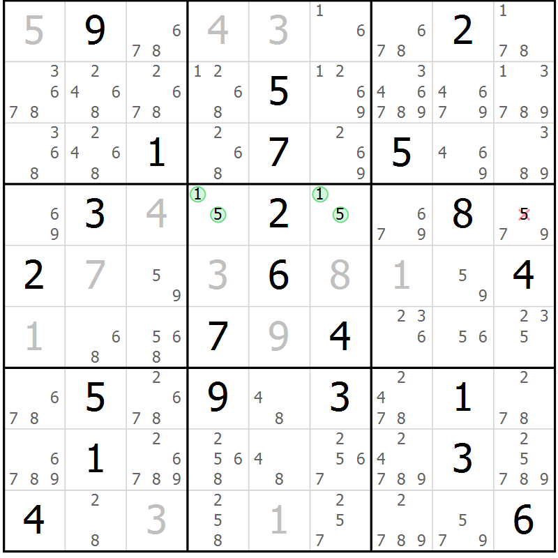 Position des candidats pour la solution de la Gr 8 page 11 du magazine de sudoku Suprême n° 034
