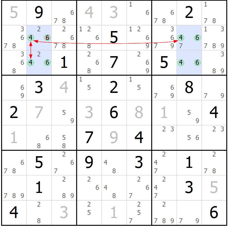 Position des candidats pour la solution de la Gr 8 page 11 du magazine de sudoku Suprême n° 034