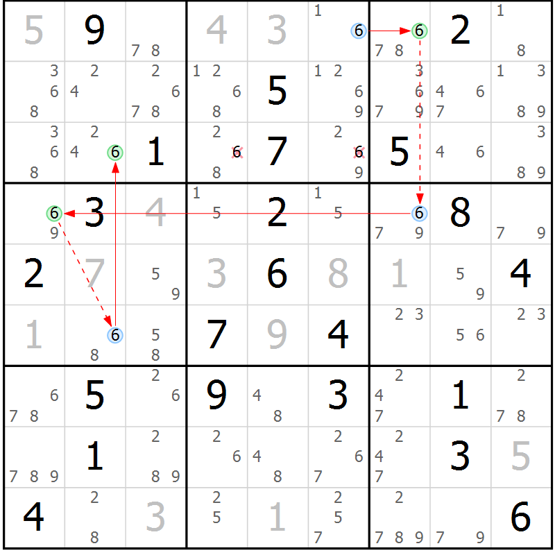 Position des candidats pour la solution de la Gr 8 page 11 du magazine de sudoku Suprême n° 034