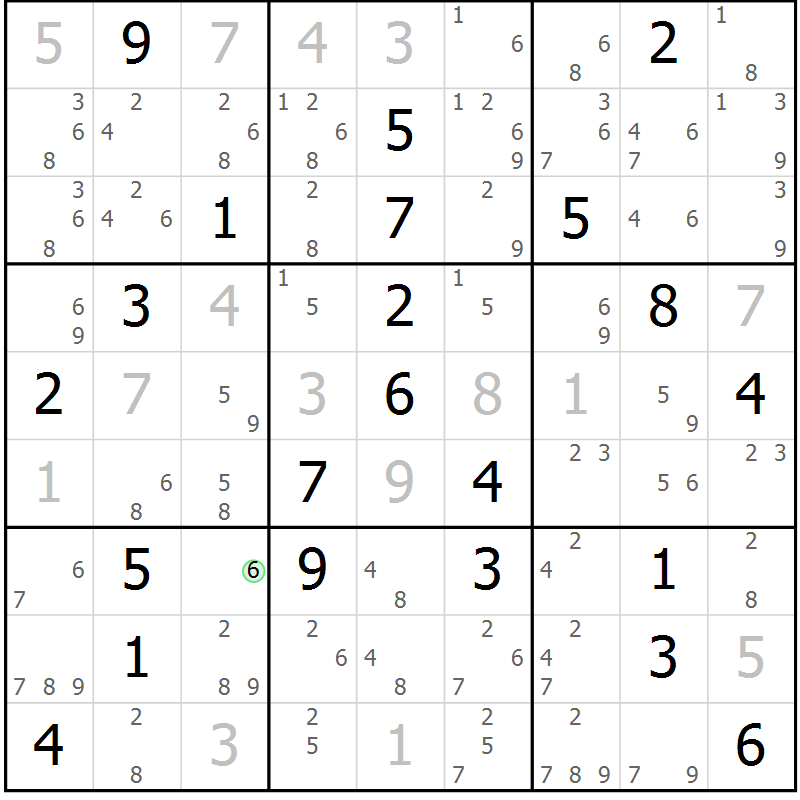 Position des candidats pour la solution de la Gr 8 page 11 du magazine de sudoku Suprême n° 034