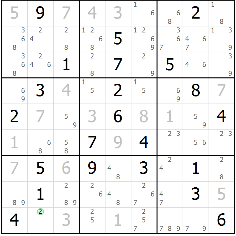Position des candidats pour la solution de la Gr 8 page 11 du magazine de sudoku Suprême n° 034
