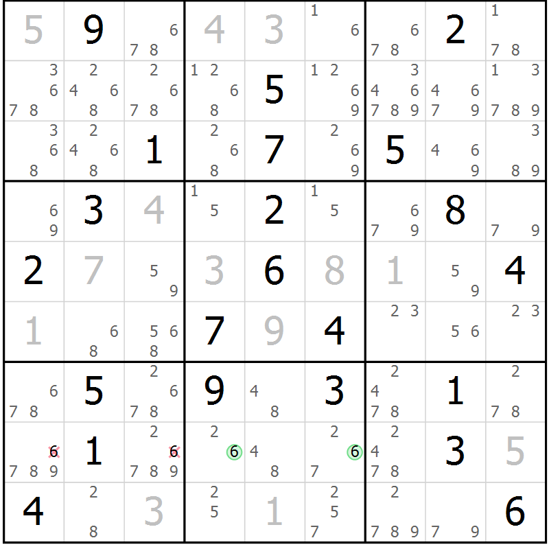 Position des candidats pour la solution de la Gr 8 page 11 du magazine de sudoku Suprême n° 034
