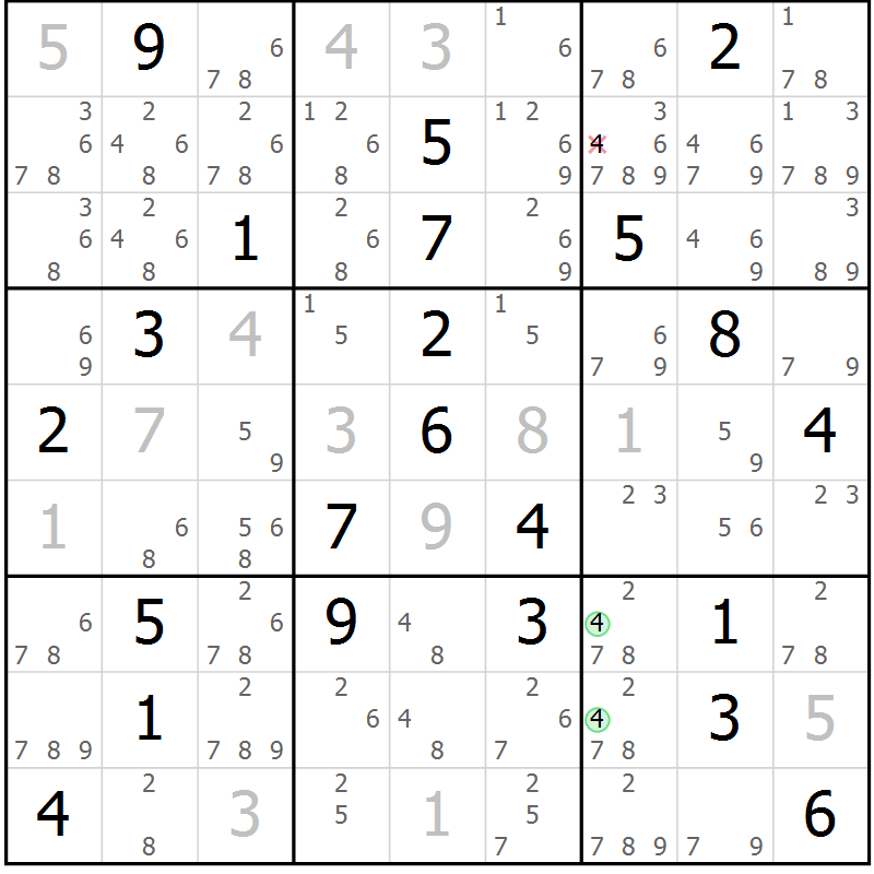 Position des candidats pour la solution de la Gr 8 page 11 du magazine de sudoku Suprême n° 034