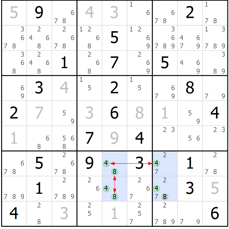 Position des candidats pour la solution de la Gr 8 page 11 du magazine de sudoku Suprême n° 034