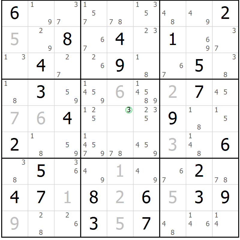 Position des candidats pour la solution de la Gr 80 page 83 du magazine de sudoku Suprême n° 034