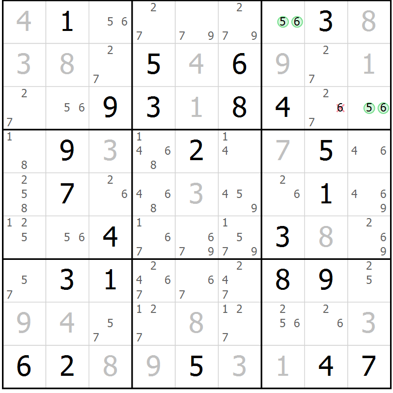 Position des candidats pour la solution de la Gr 81 page 84 du magazine de sudoku Suprême n° 034