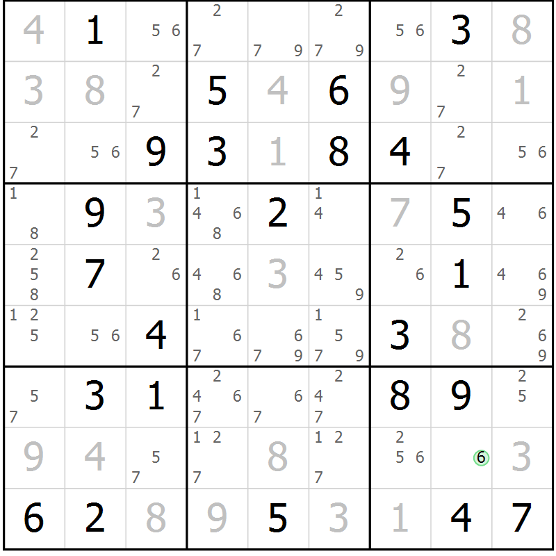 Position des candidats pour la solution de la Gr 81 page 84 du magazine de sudoku Suprême n° 034
