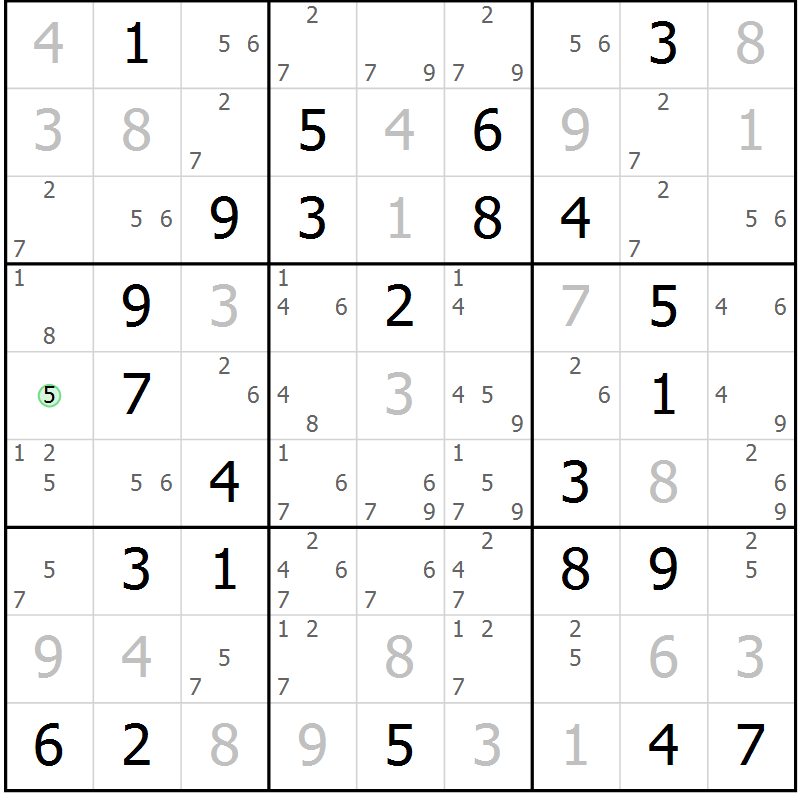 Position des candidats pour la solution de la Gr 81 page 84 du magazine de sudoku Suprême n° 034